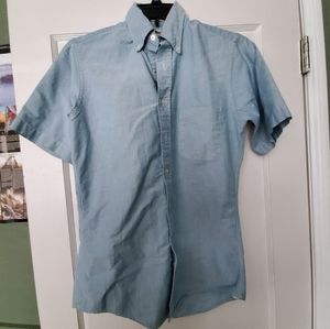 VINTAGE L.L.Bean Men's Short Sleeve 14.5" Neck. Baby Blue. USA. 100% Cotton GVPW